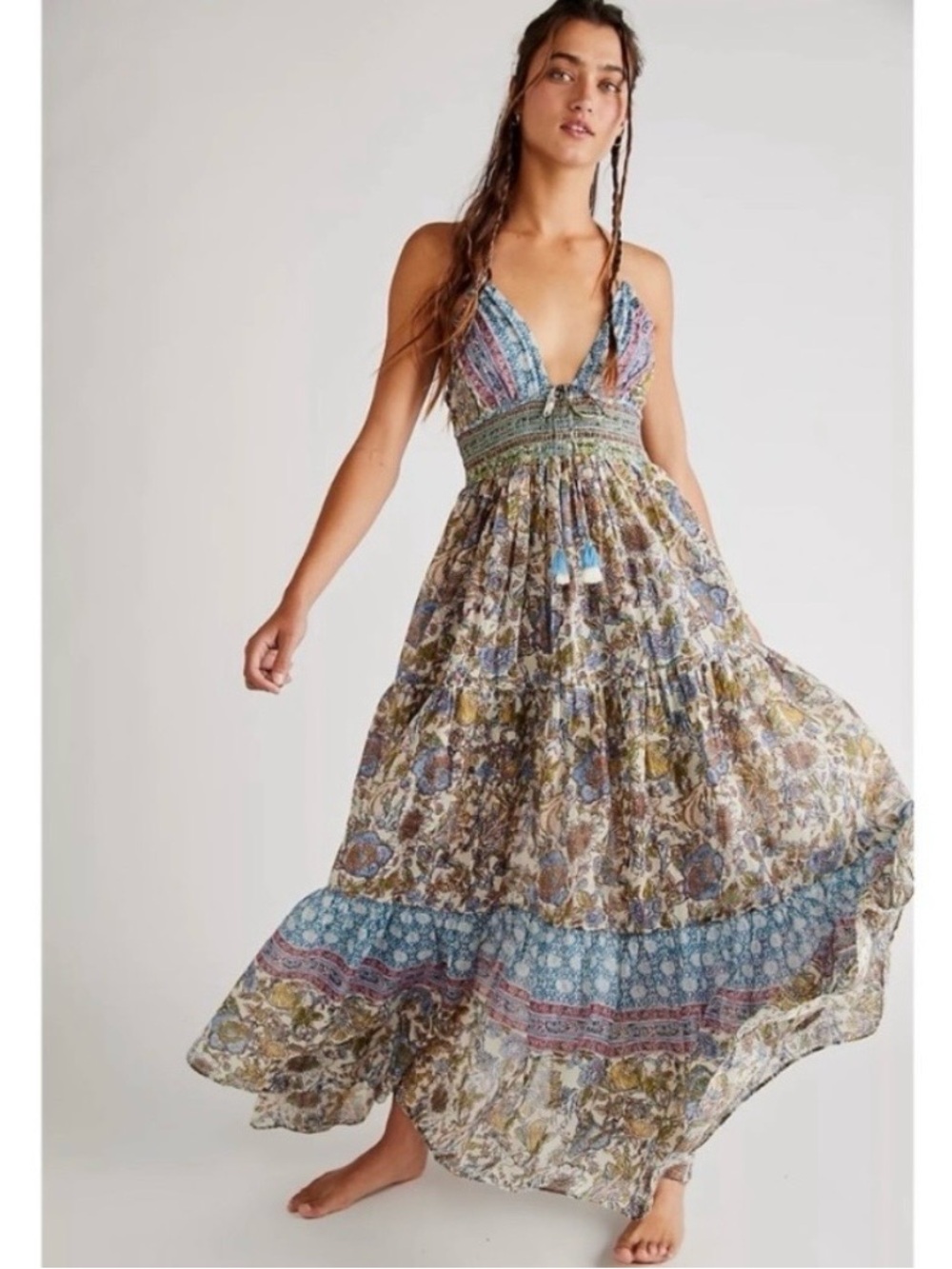 Free People Real Love Maxi Dress in Daylight Combo Size S